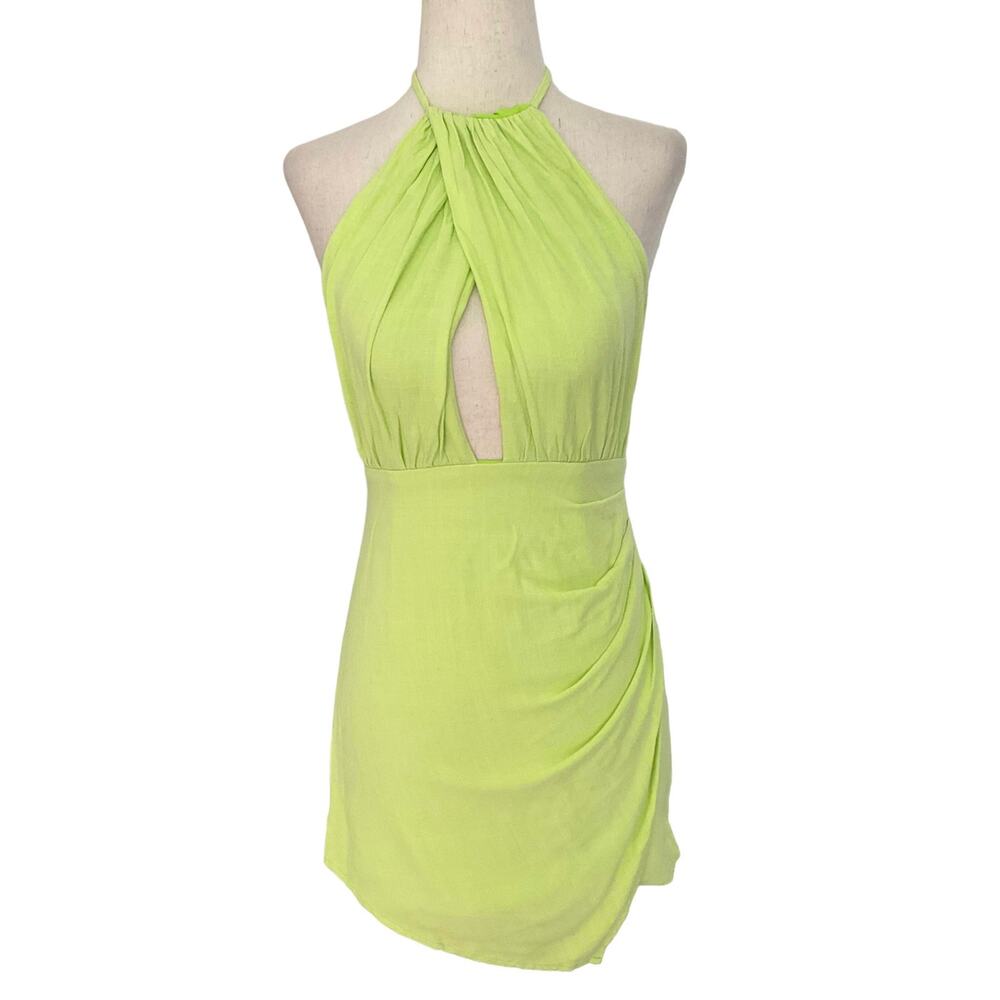 Shein Green Fitted Open Back Halter Fitted Bodycon Dress Women's Size 2 | 5-22